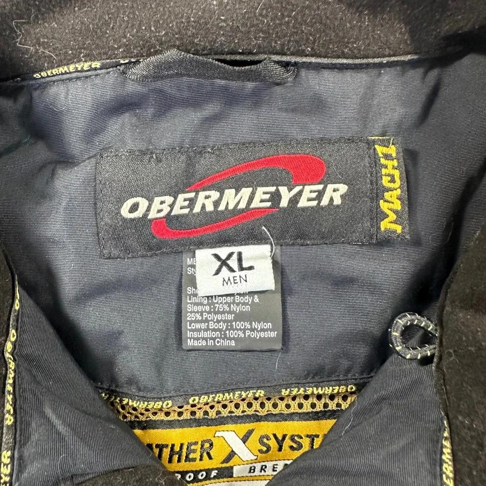 Obermeyer Mach 1 Speed Ski Jacket Mens XL Grey Black Yellow Waterproof Hooded